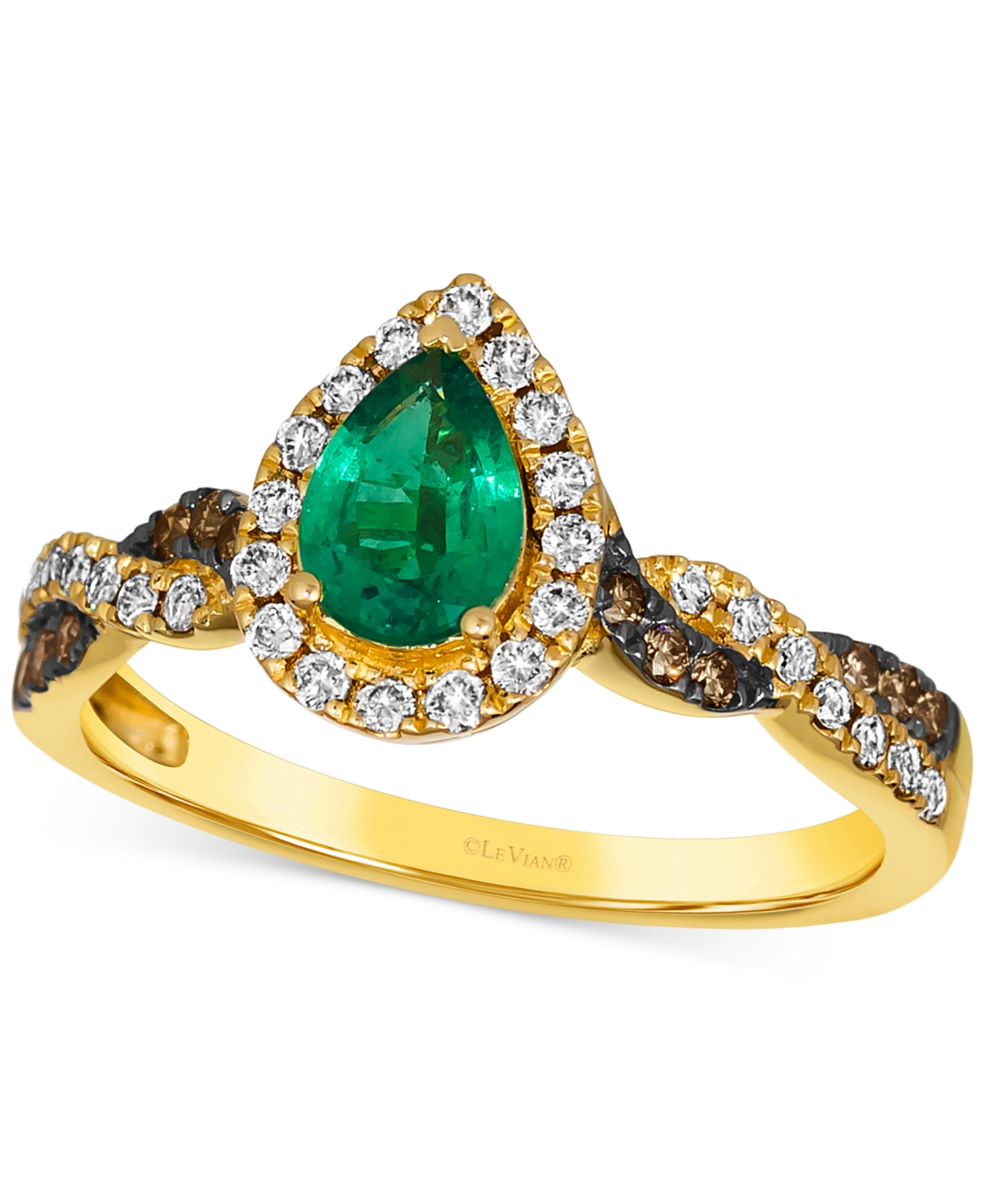 Le Vian Costa Smeralda Emeralds (3/8 Ct. T.w.) & Diamond (1/3 Ct. T.w.) Pear Halo Ring In 14k Gold In No Color