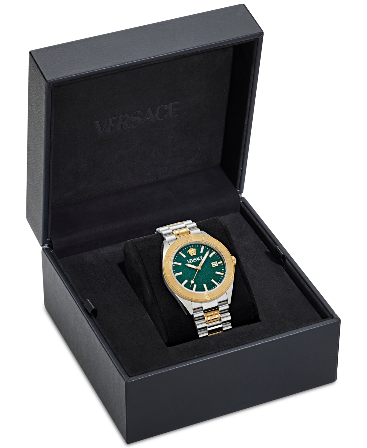 Shop Versace Men's Swiss Two-tone Stainless Steel Bracelet Watch 42mm In Two Tone