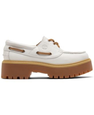 Timberland Women's Stone Street 3-Eye Premium Leather Platform Boat Shoes from Finish Line