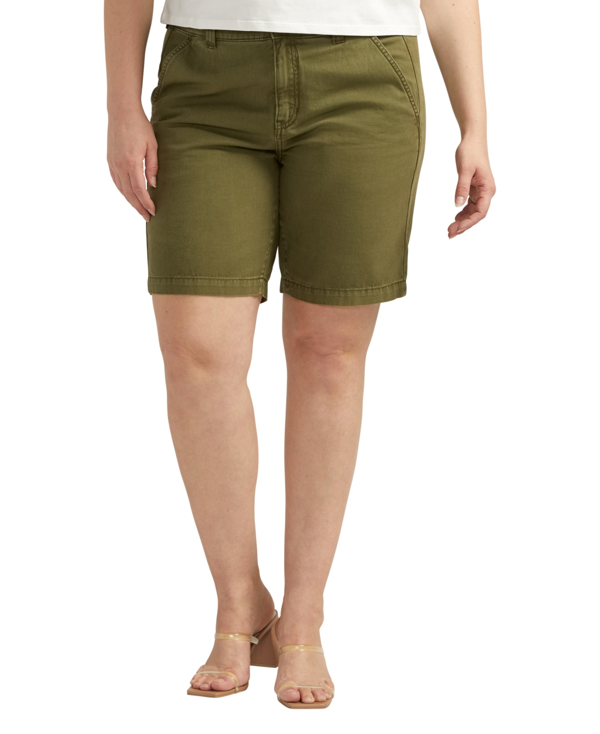 Plus Size Tailored Shorts - Moss