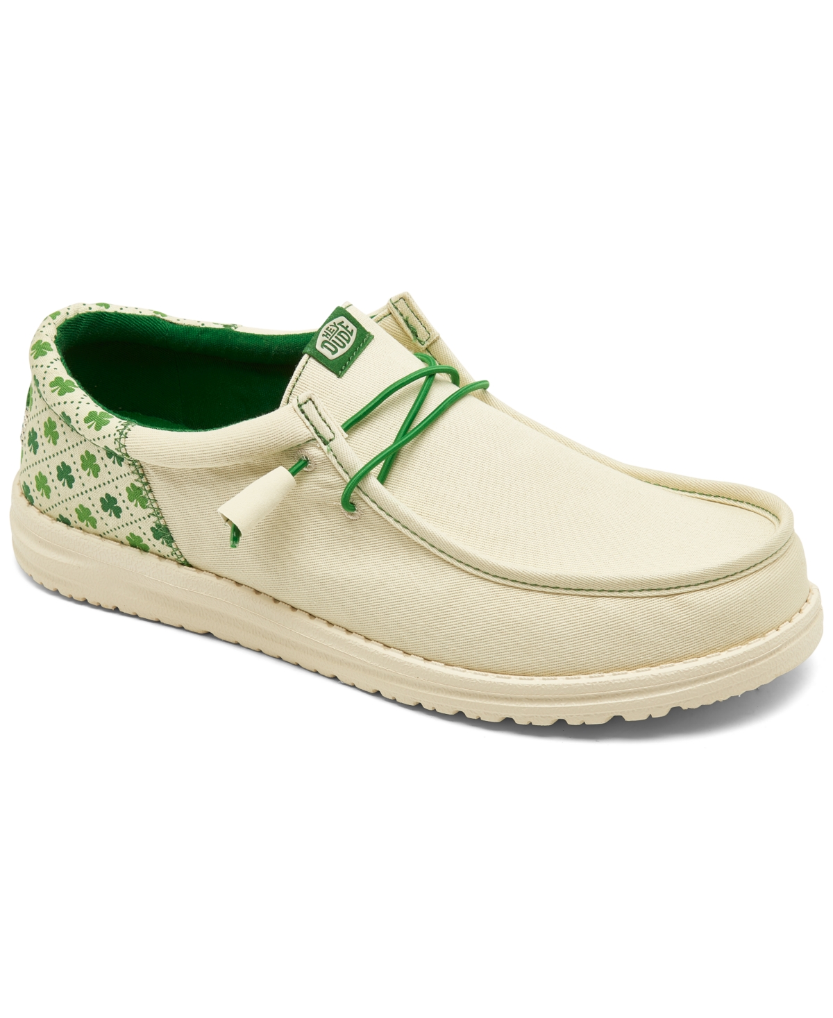 Men's Wally Funk Luck Slip-On Casual Sneakers from Finish Line - White, Shamrock