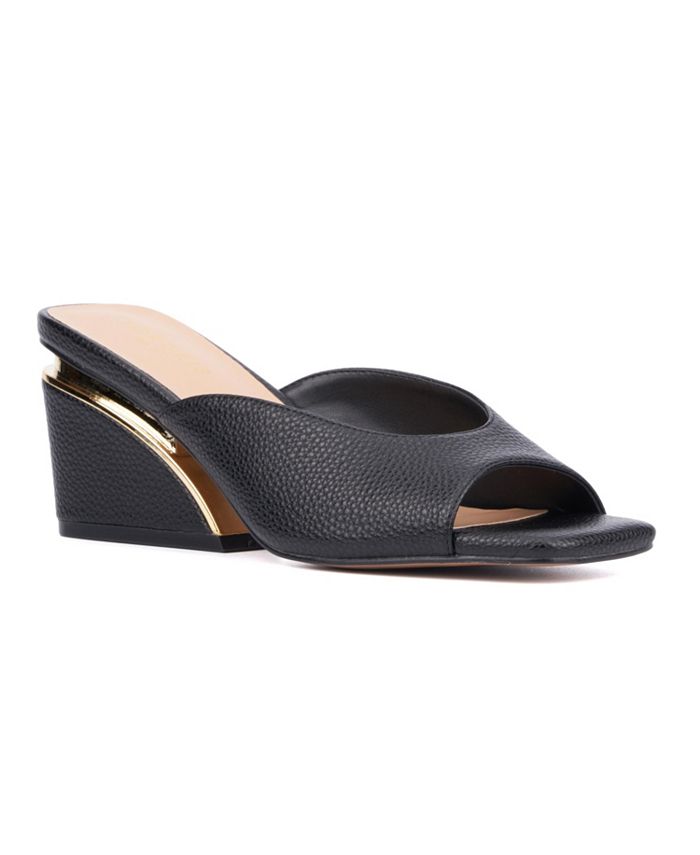 Torgeis Women's Papilo Slide Heeled Mule - Clear Strap Square Toe Sandals With Rubber Outsole