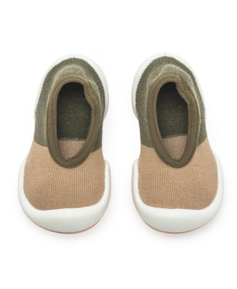 Обувь Komuello Infant Girl Boy Breathable Washable Non-Slip Sock Shoes Flat-Color Block Olive, цвет: Зелёный