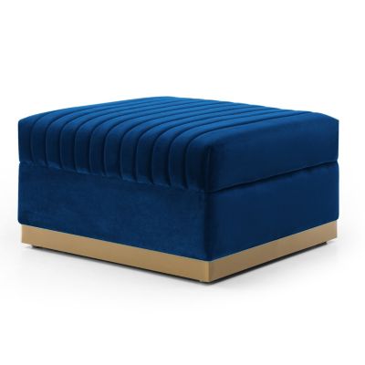 Streamdale Modern Blue Velvet Ottoman