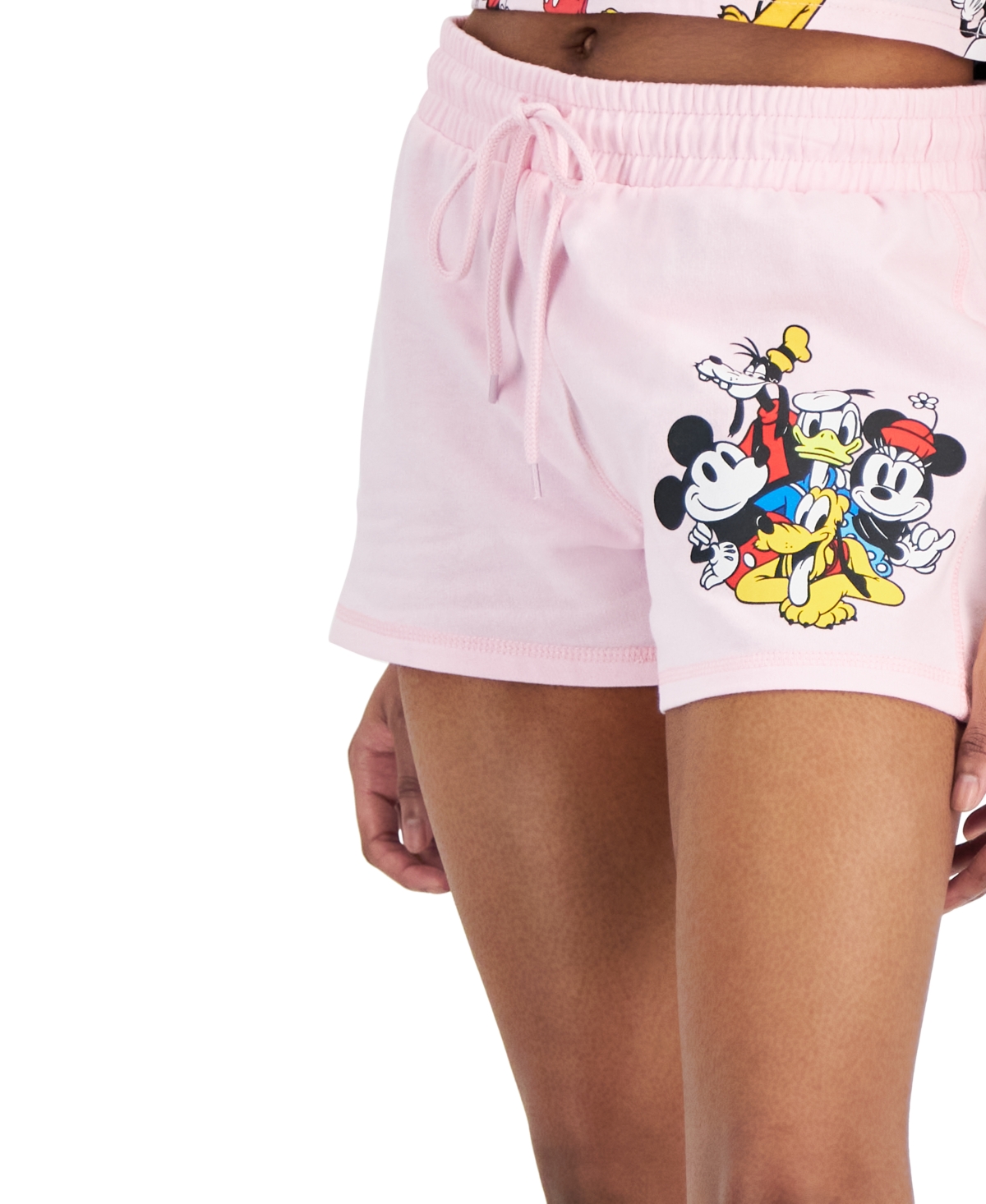 Shop Disney Juniors' Mickey Mouse Graphic Low-rise Shorts In Pink