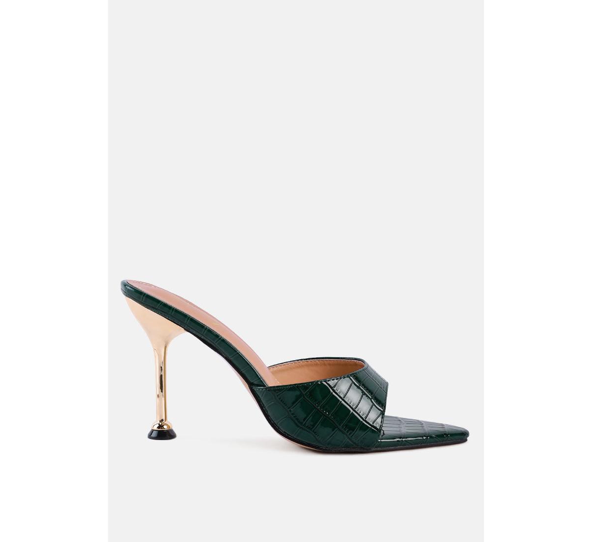 Women's French Cut Croc Texture Patent Faux Leather Sandals