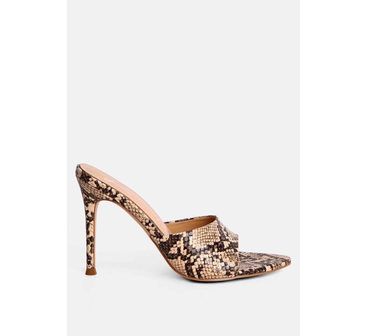 Womens Yule Ball Patent Faux Leather High Heel Sandals - Latte
