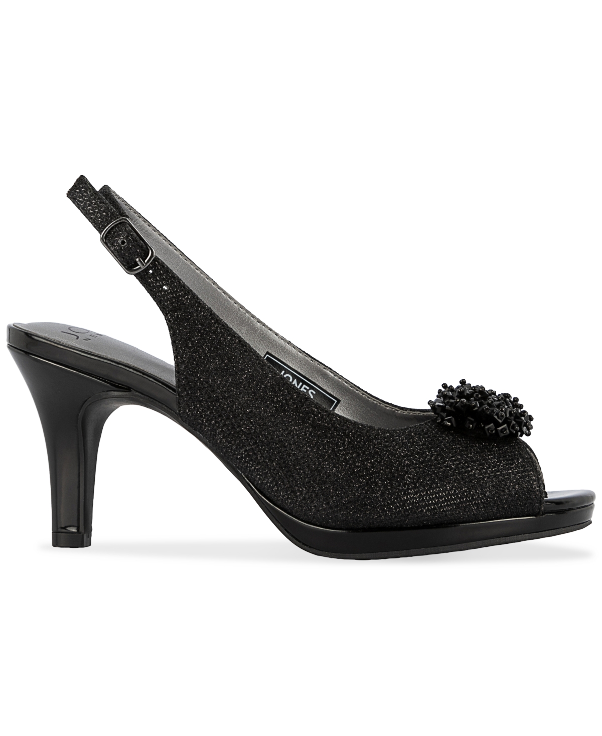 Jones New York Women's Breena Embellished Peep Toe Slingback Pumps - Black-b
