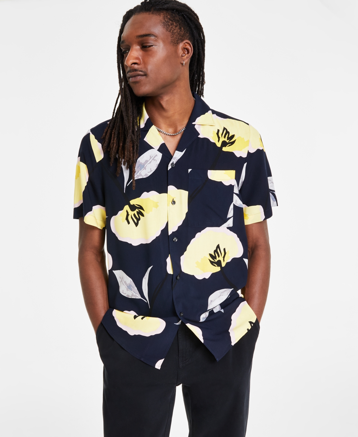 Shop Hugo By  Boss Men's Floral Shirt In Dk Bu