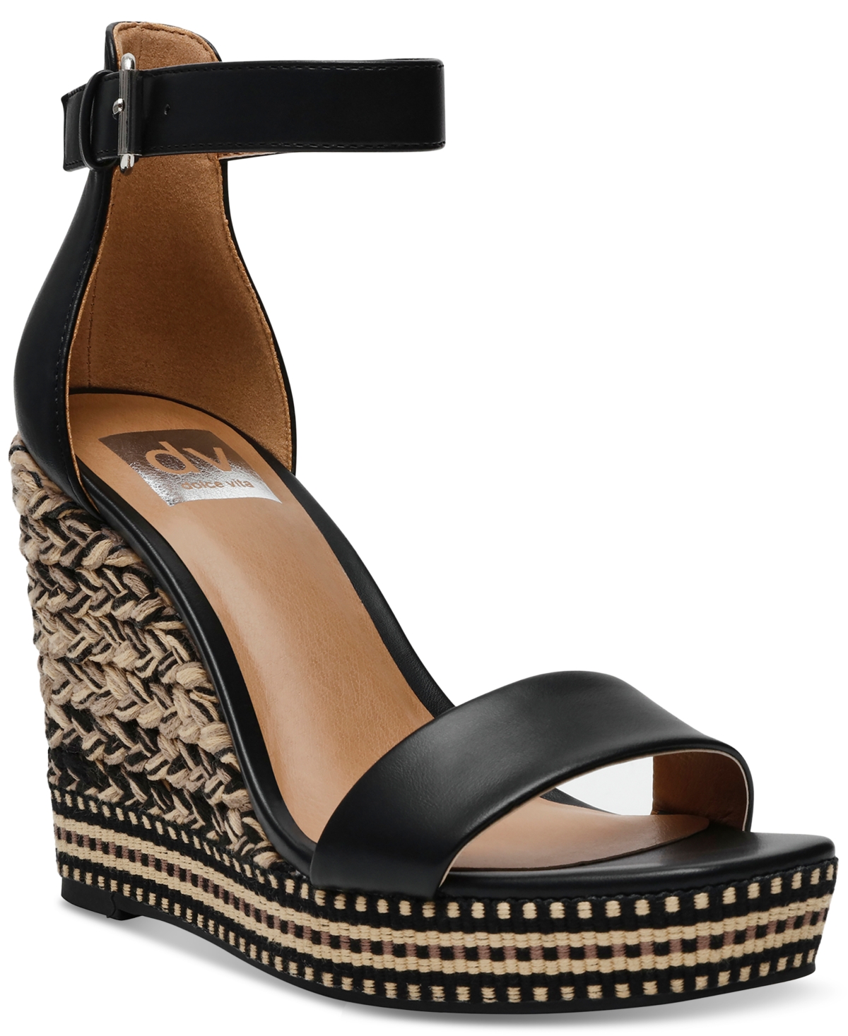 Shop Dv Dolce Vita Women's Hagar Woven Platform Wedge Sandals In Black