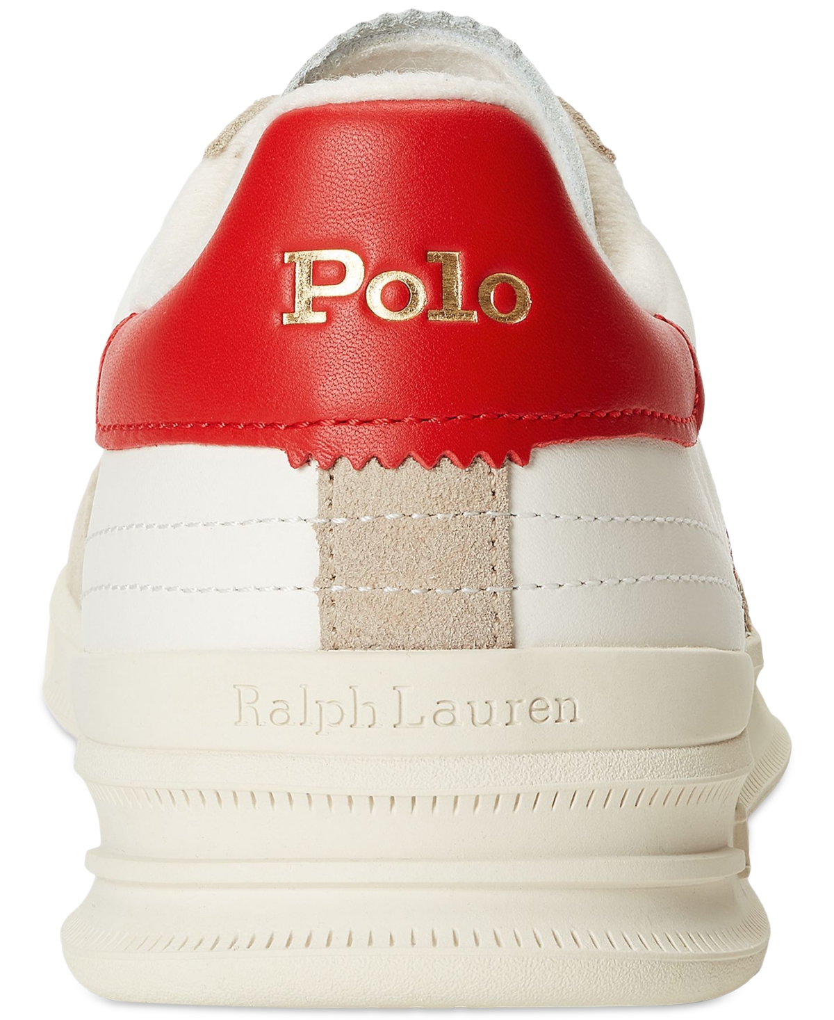 Shop Polo Ralph Lauren Men's Heritage Aera Leather & Suede Sneaker In Milkshake,black,red