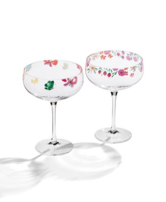 Floral Bright Coupe Glasses, Set of 2