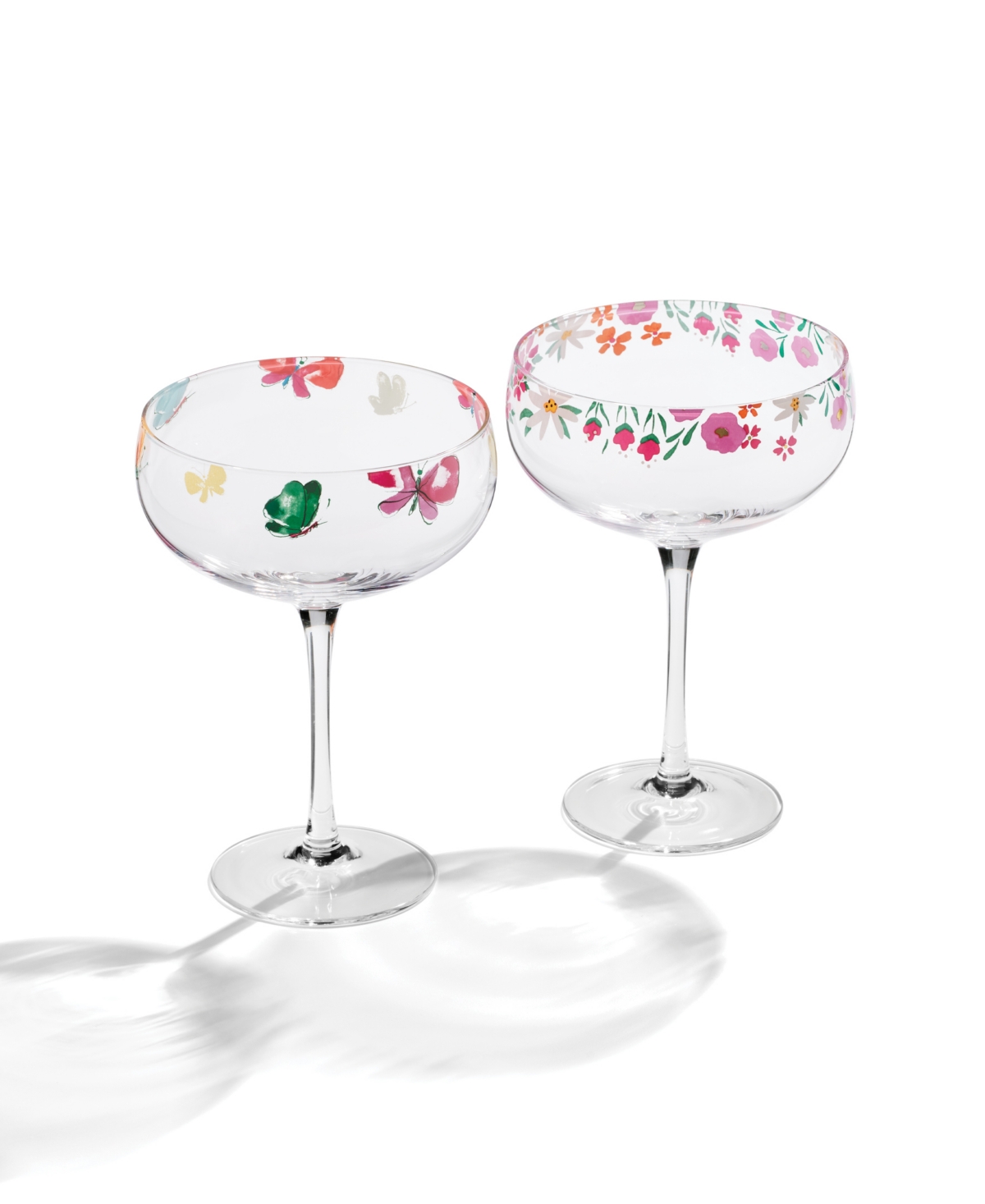 Cambridge Floral Bright Coupe Glasses, Set Of 2 In Multi