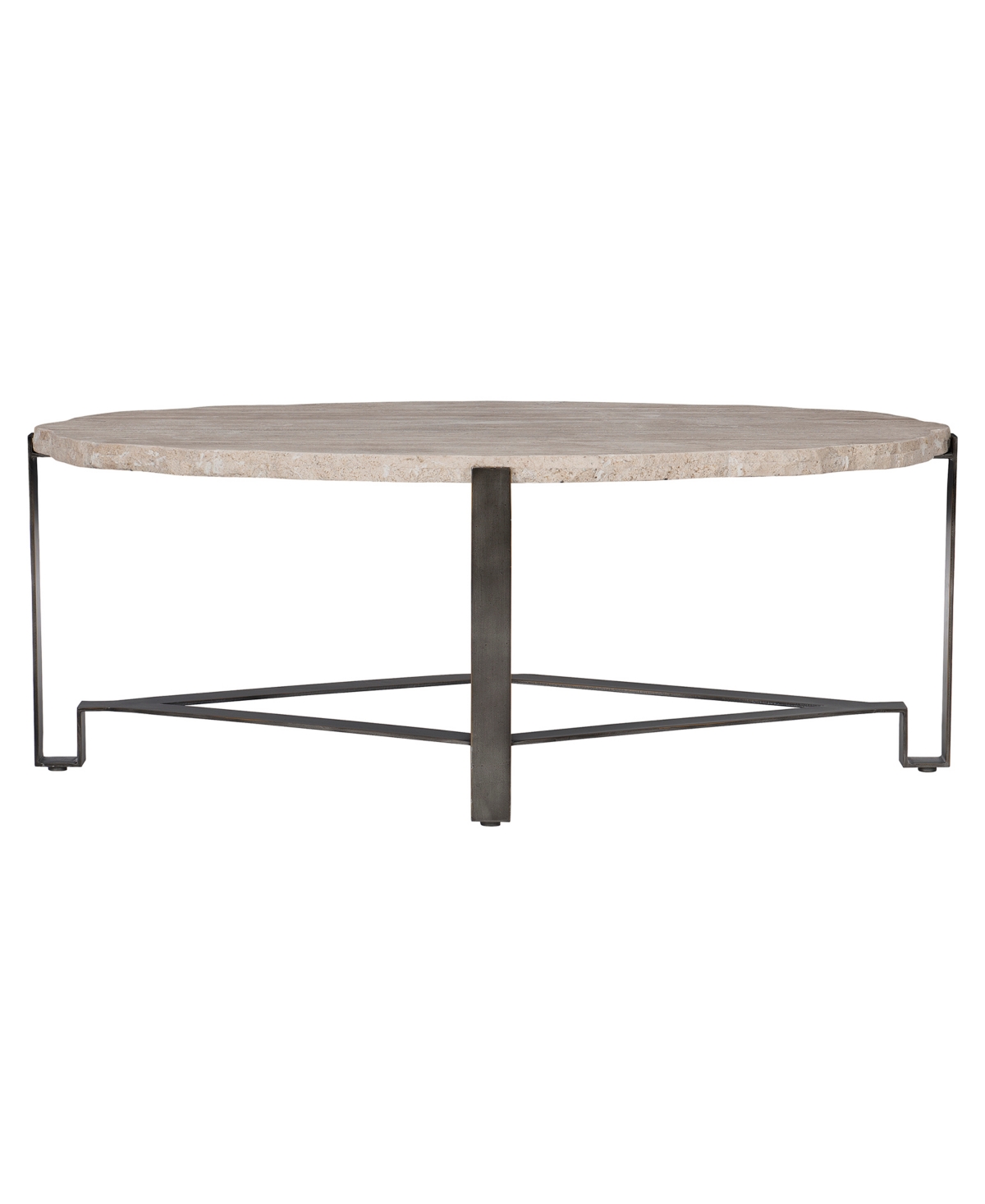 Shop Bernhardt Sayers 48" Travertine Cocktail Table In White Travertine,bronze Finish Base