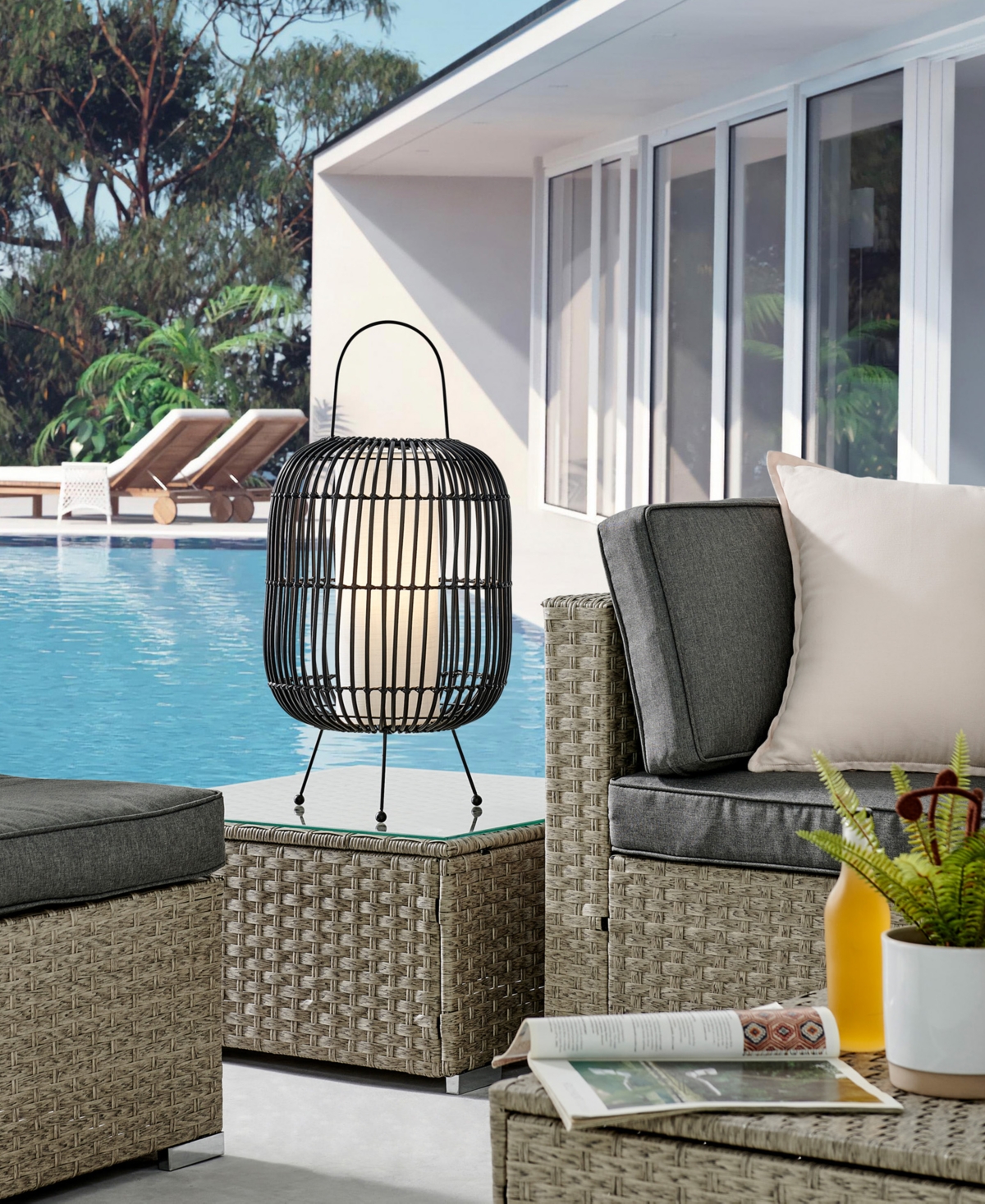 Shop Lite Source Outdoor Cordless Clement Table Lamp In Black