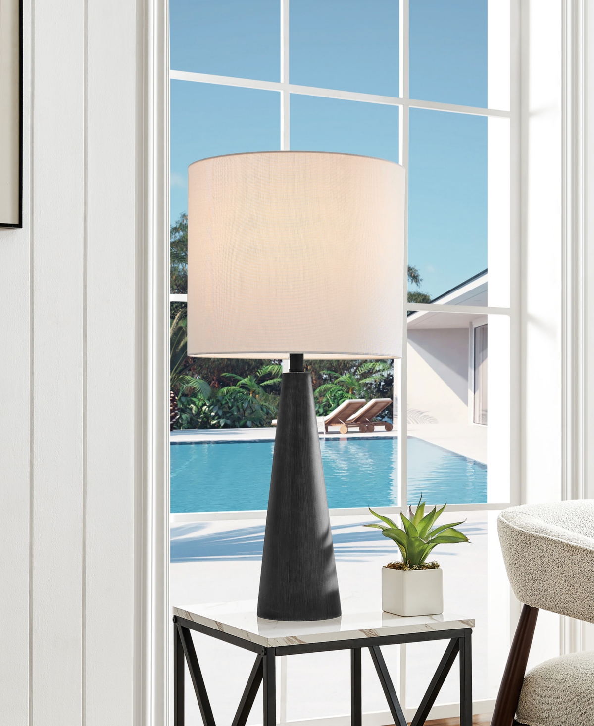 Lite Source Outdoor Cordless Dyre Table Lamp In Black