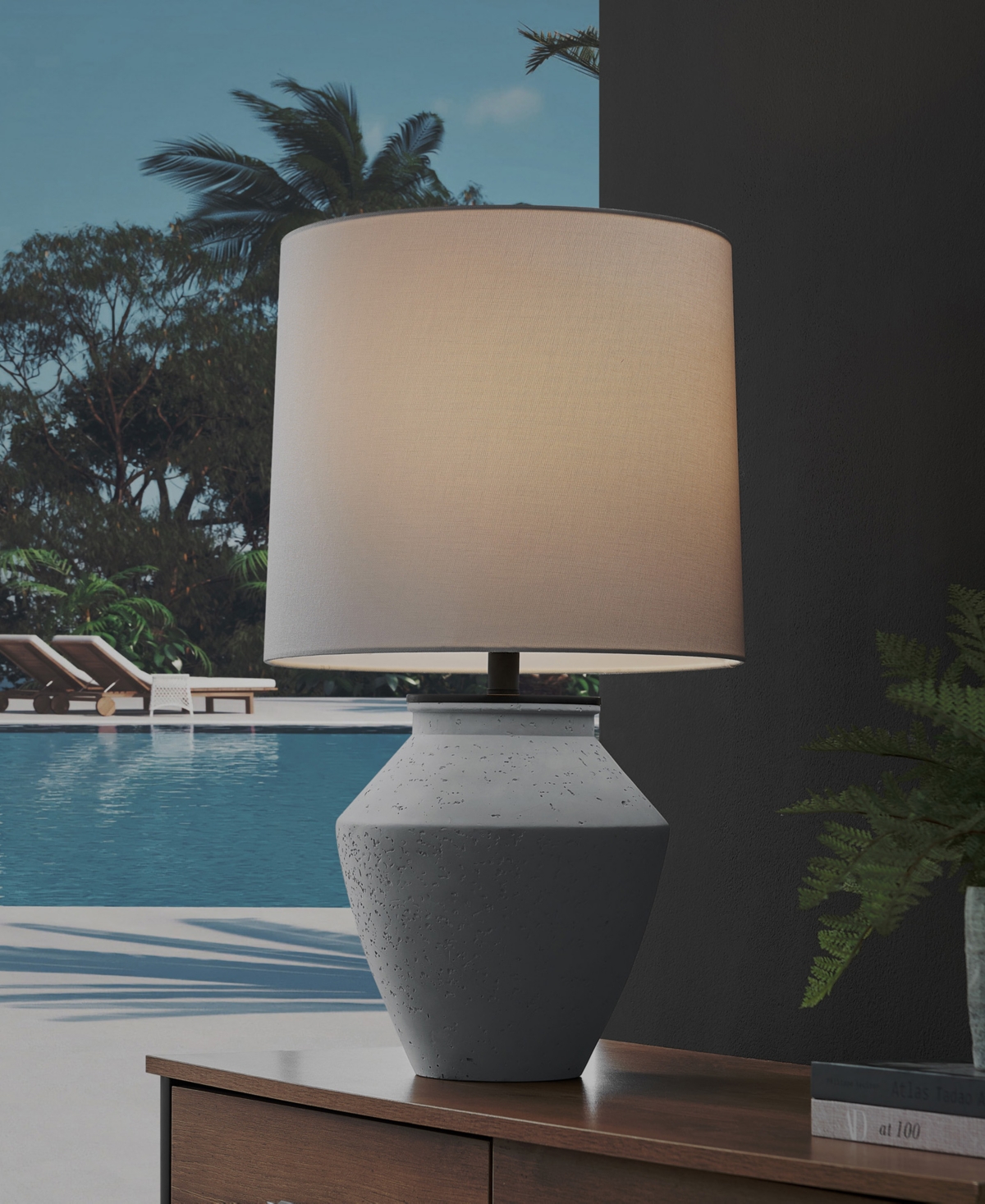 Lite Source Outdoor Cordless Glenn Table Lamp In Gray