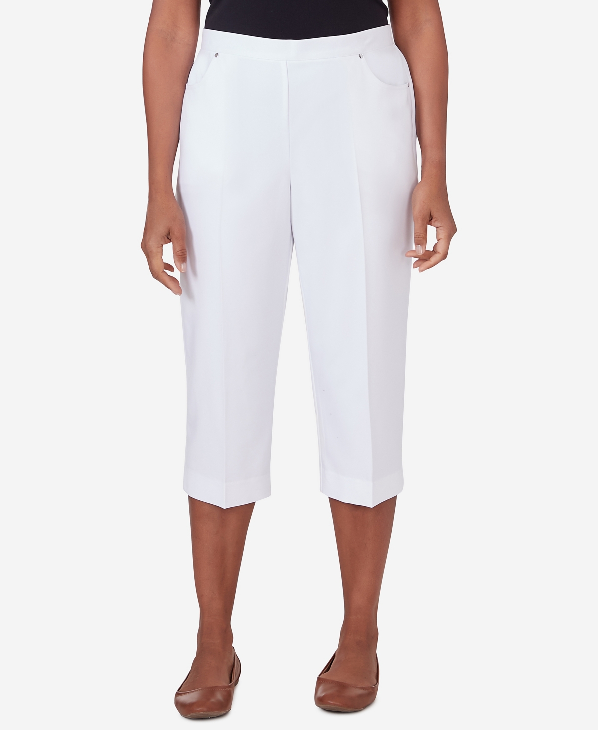 Shop Alfred Dunner Petite Paradise Island Twill Capri Pants In White