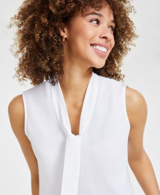 Women's Sleeveless Tie-Neck Top, Regular & Petite