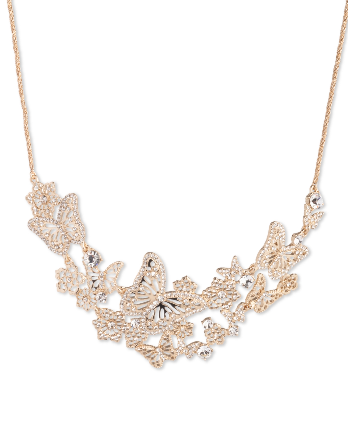 Shop Marchesa Gold-tone Crystal Butterfly Statement Necklace, 16" + 3" Extender In Crystal Wh