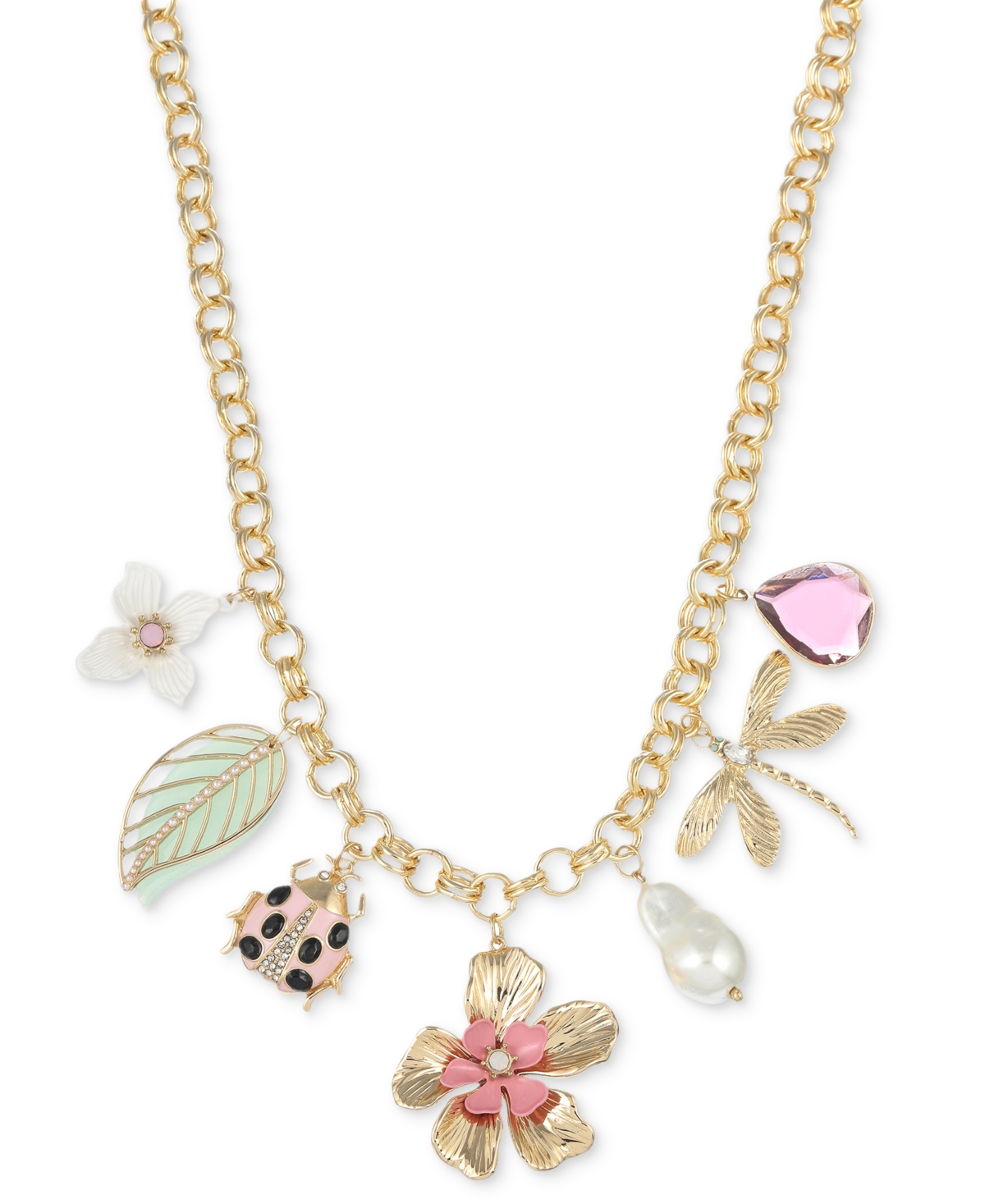 Shop Macy's Flower Show Gold-tone Charm Necklace, Created For