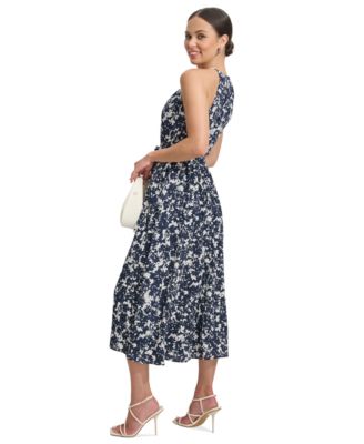 DKNY Women's Floral-Print Halter-Neck Midi Dress - Macy's