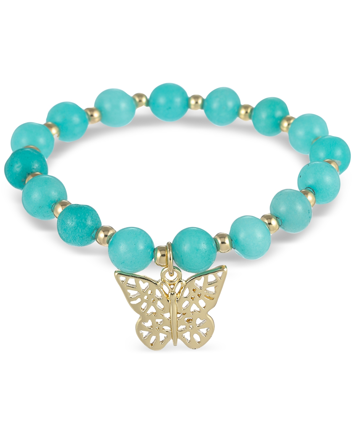 Shop Macy's Flower Show Kid's Beaded Stretch Charm Butterfly Bracelet, Created For  In Blue