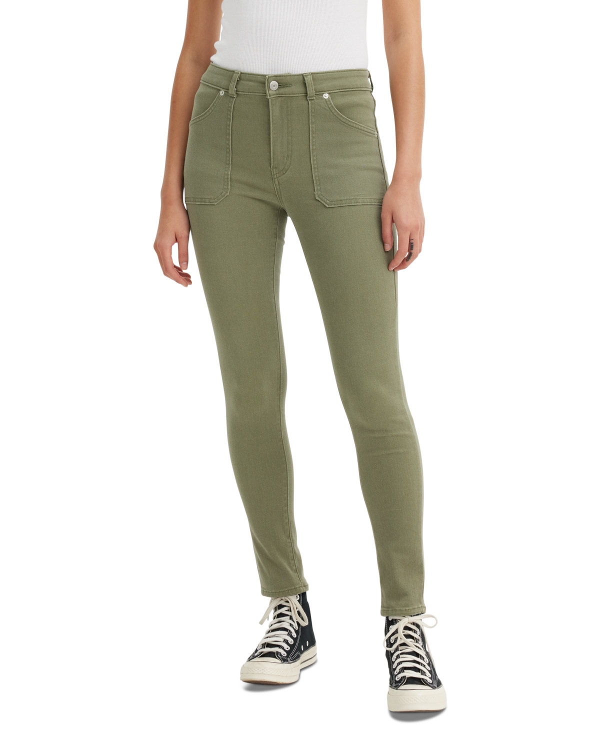 Levi's Women's 721 High Rise Slim-fit Skinny Utility Jeans In Deep Lichen Green