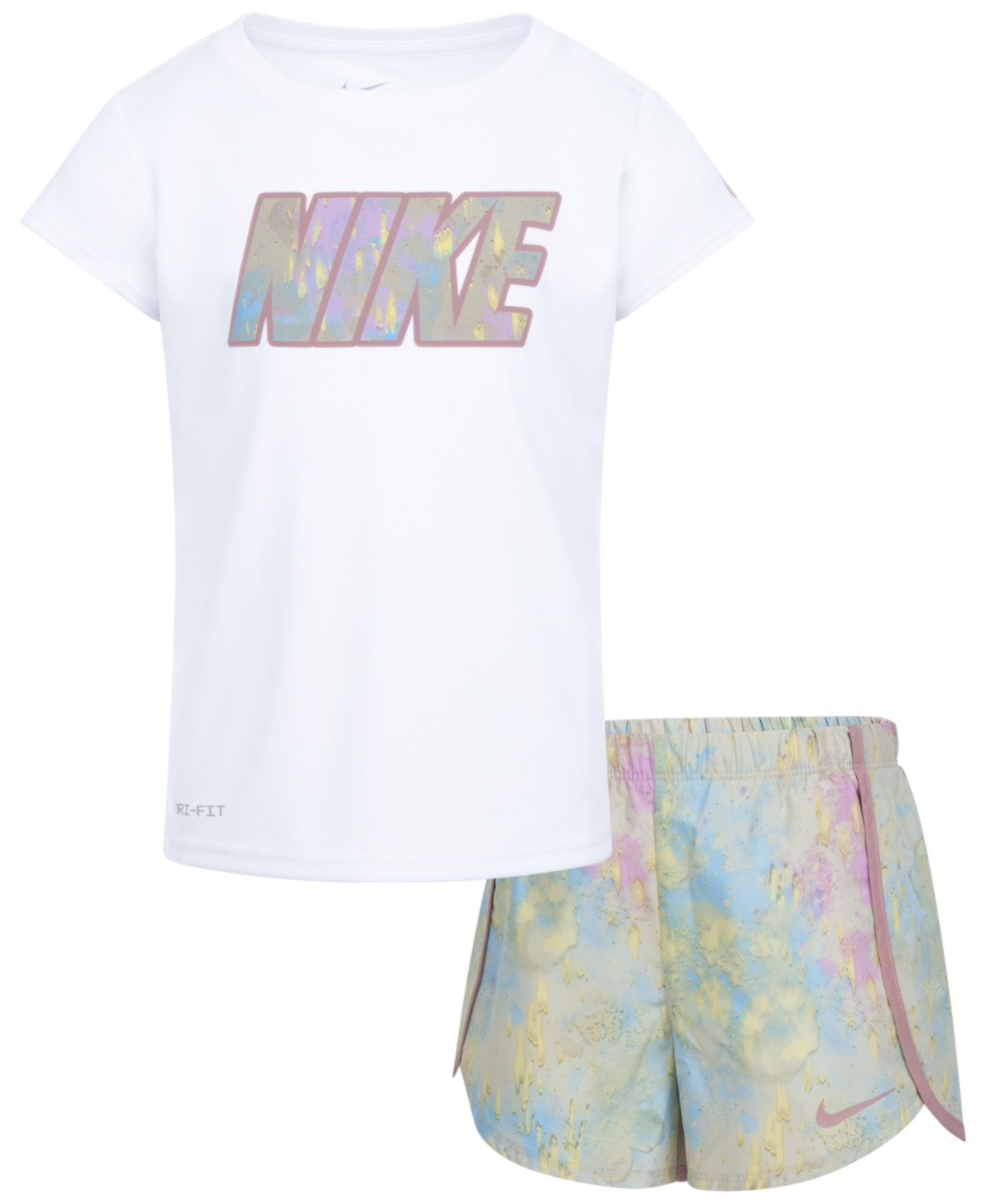 Shop Nike Little Girls Dri-fit T-shirt And Sprinter Shorts, 2 Piece Set In Sanddrift