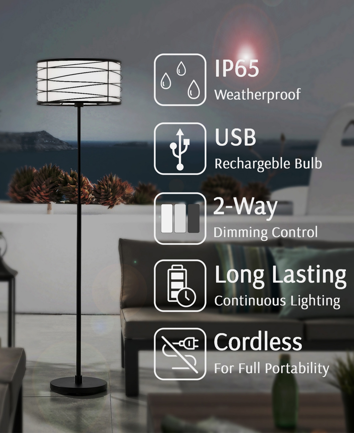 Shop Lite Source Outdoor Cordless Lumiere Floor Lamp In Black