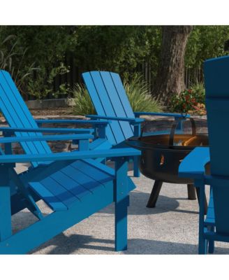 Ayala 5 Piece Outdoor Leisure Set With Set Of 4 Poly Resin Adirondack Chairs And Star And Moon Iron Fire Pit