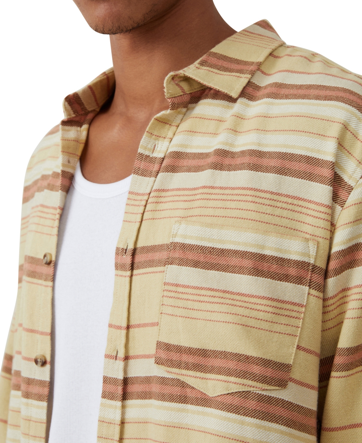 Shop Cotton On Men's Camden Long Sleeve Shirt In Burnt Red Stripe