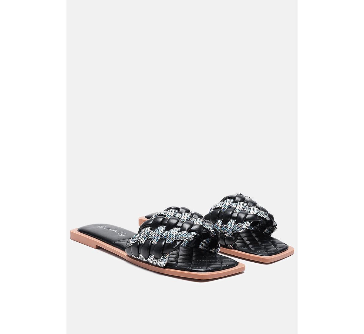 London Rag Women's Allium Metallic Woven Strap Flats