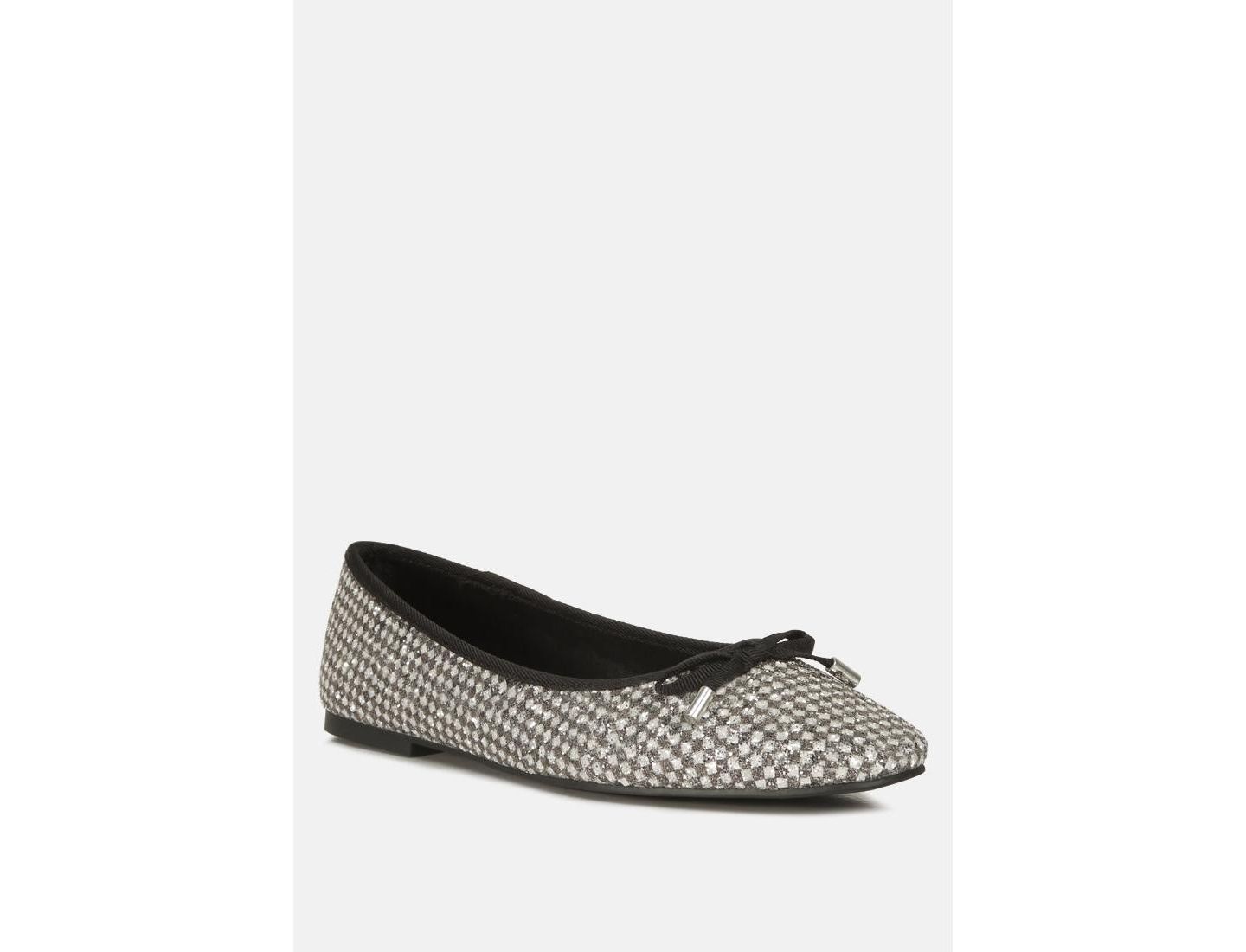 Женские балетки London Rag Harriet Glitter Faux Leather Flat Ballerinas, цвет: Чёрный — фото 2