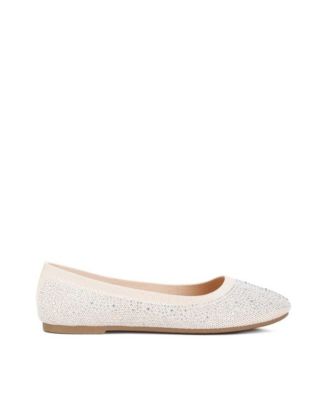 Womens Splash Rhinestones Embellished Ballet Flats
