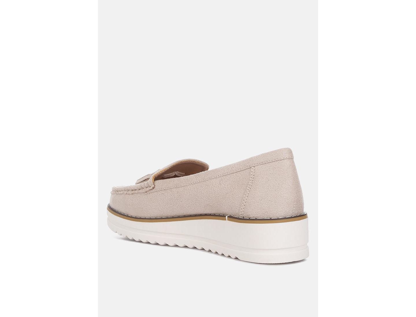 Женские туфли London Rag Daiki Platform Lug Sole Tassel, цвет: Бежевый замшевый — фото 3