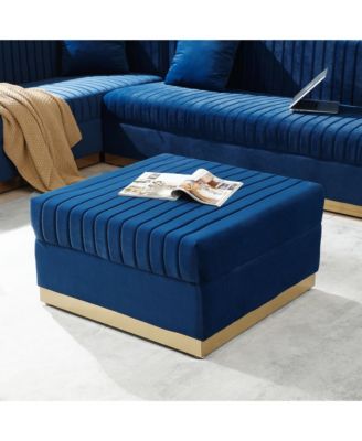 Streamdale Modern Blue Velvet Ottoman