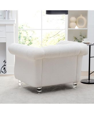 Single Piece  Upholstered Fabric  Compact & Comfortable  1-Seater Sofa for Living Room