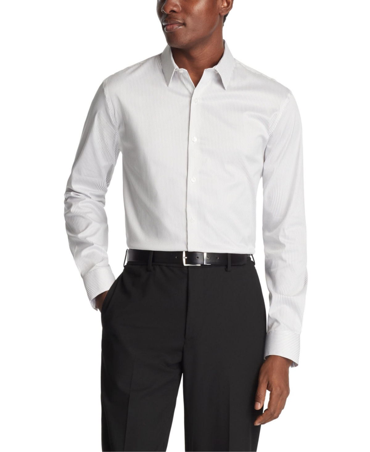 Calvin Klein Men's X Extra Slim Fit Dress Shirt In Light Gray