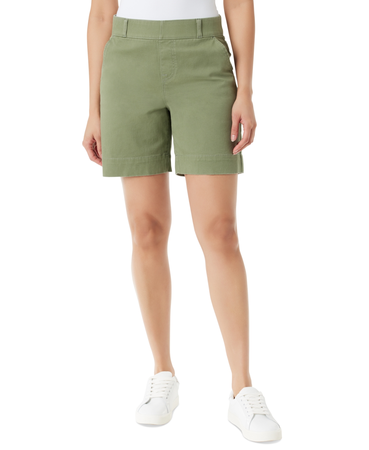Gloria Vanderbilt Women's Shape Effect Straight-leg Shorts In Garden Sage Green