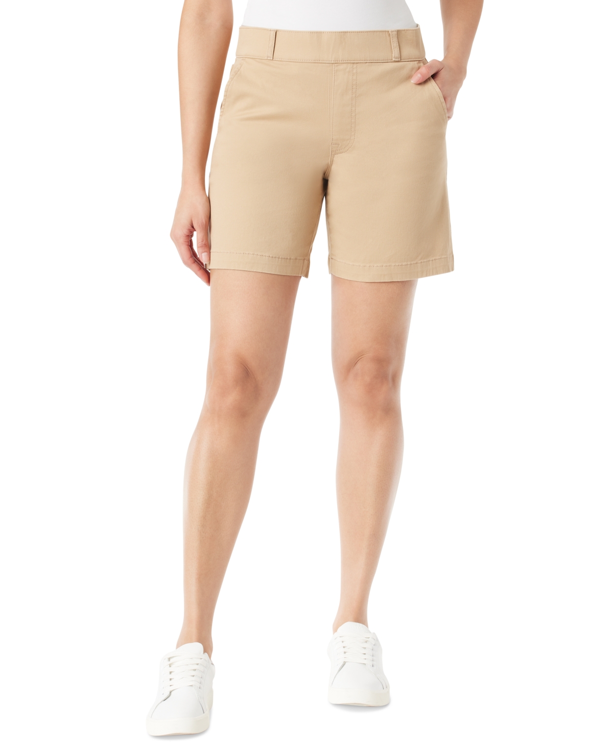 Gloria Vanderbilt Women's Shape Effect Straight-leg Shorts In Travertine Beige