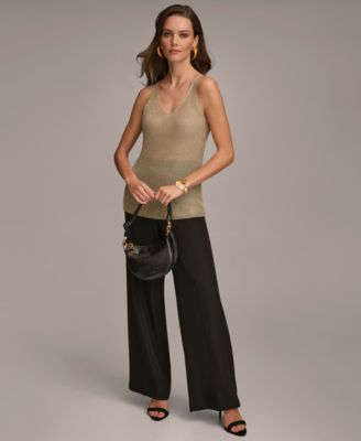 売れ筋商品|||ダナ キャラン ニューヨーク ニット&セーター アウター レディース Donna Karan Women's llic-Knit Tank Top Pale Gold 27114064_fpx.tif