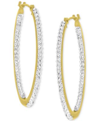 Macy's - Crystal Pav&eacute; In & Out Medium Hoop Earrings in 10k Gold, 1.2"