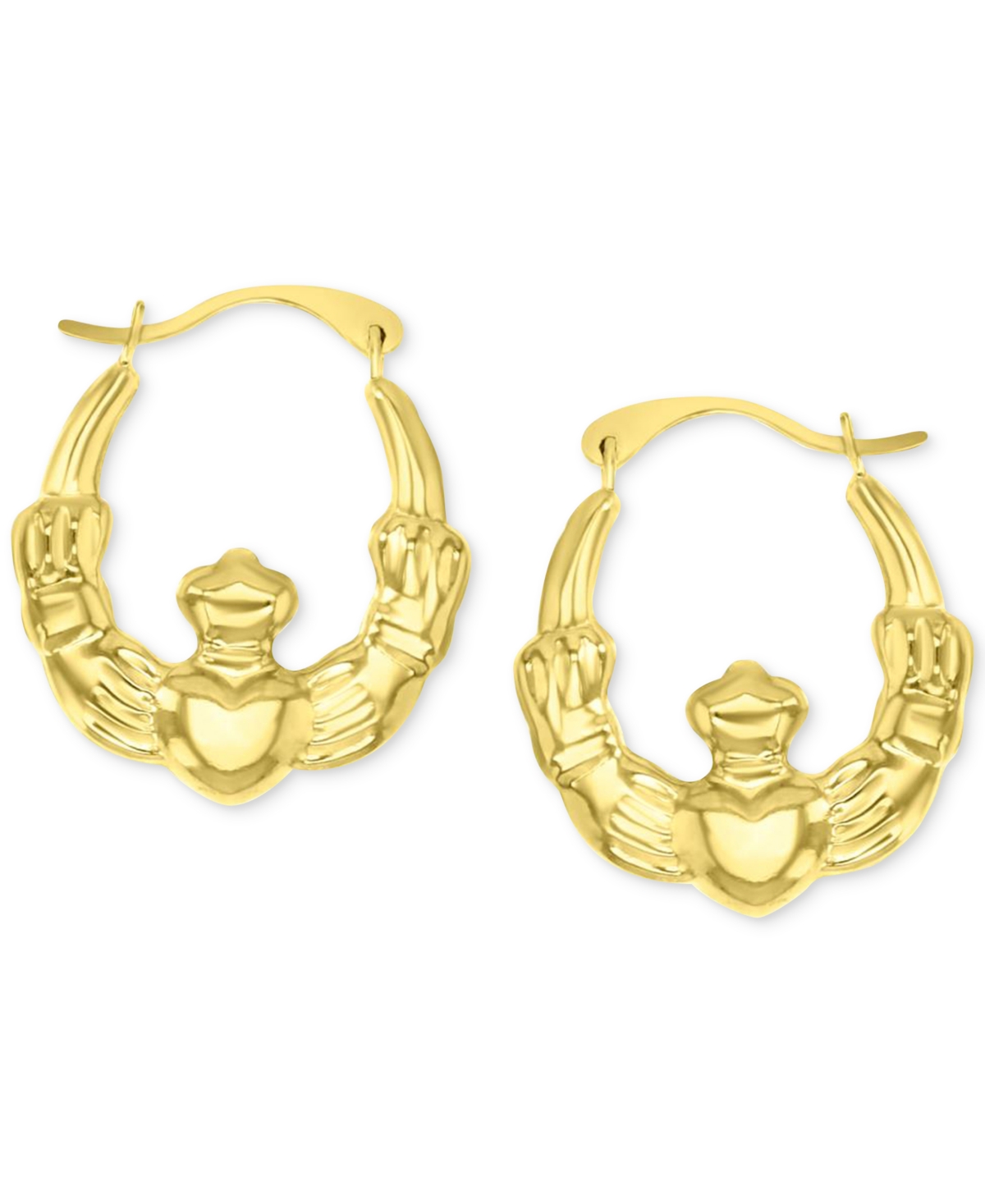 Macy's Crystal Pave Wavy Patterned Small Hoop Earrings In 10k Gold, 0.73" In Gold