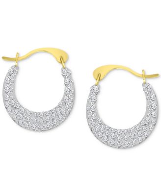 Macy's - Crystal Pav&eacute; Small Hoop Earrings in 10k Gold, 0.59"