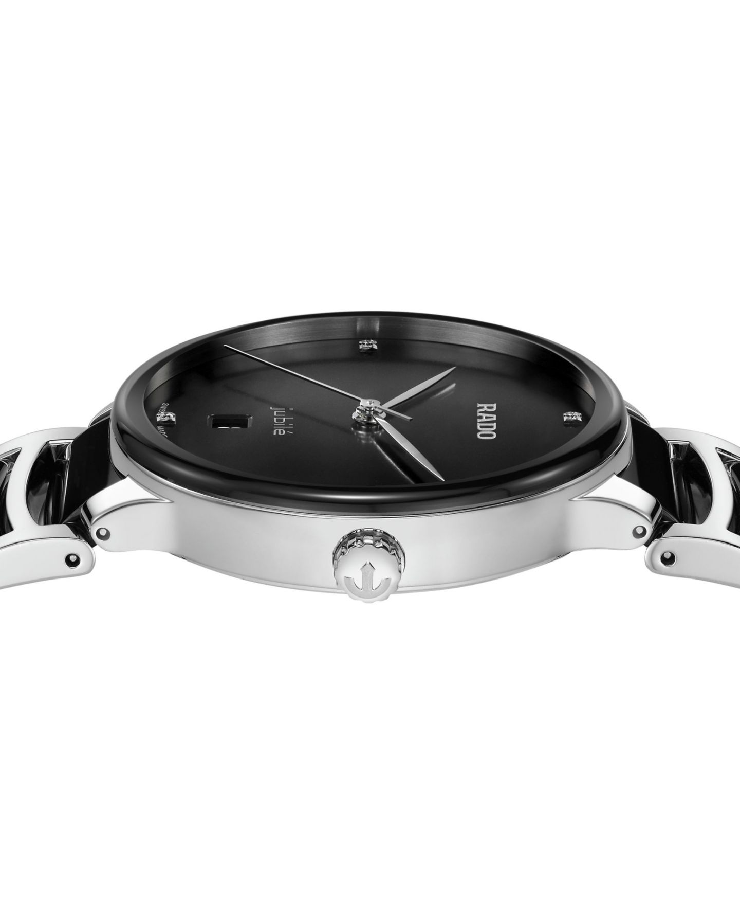 Часы Rado Unisex Swiss Centrix Diamond (1/20 ct. t.w.) Black Ceramic & Stainless Steel Bracelet Watch 40mm — фото 2