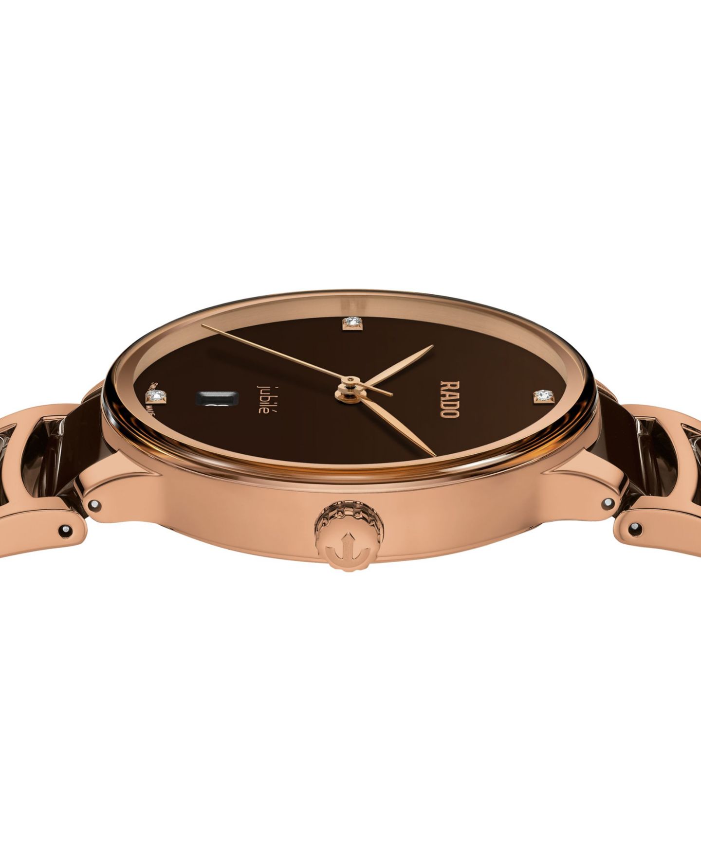 Часы Rado Unisex Swiss Centrix Diamond (1/20 ct. t.w.) Brown Ceramic & Rose Gold PVD Bracelet Watch 40mm — фото 2