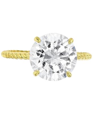 Macy's - Cubic Zirconia Solitaire Textured Shank Engagement Ring in 10k Gold