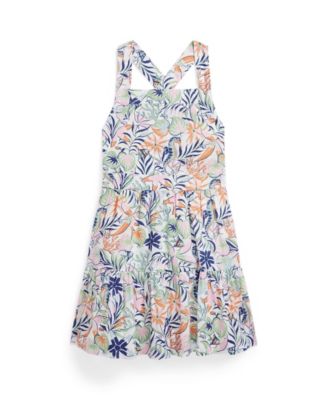 폴로 랄프로렌 Polo Ralph Lauren Toddler and Little Girls Tropical-Print Linen-Cotton Dress,Sea Creature Tropical
