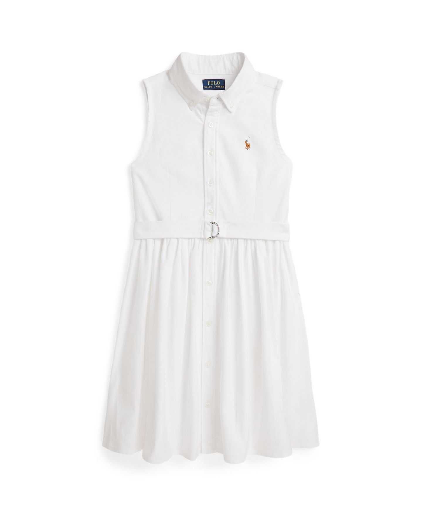 Платье Polo Ralph Lauren Belted Cotton Oxford Shirtdress для девочек, цвет: Белый — фото 4